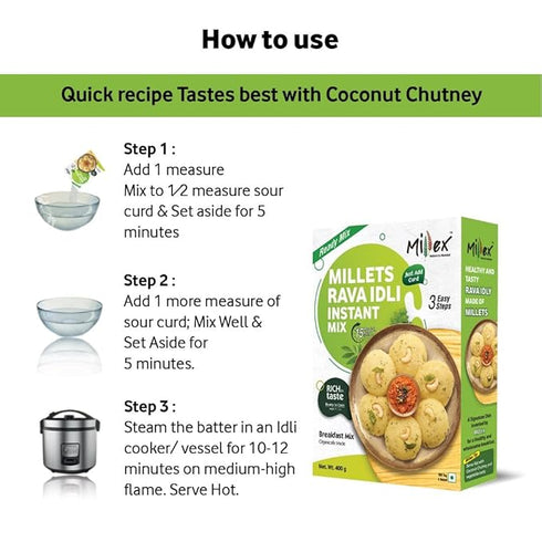 Millex Multi Millets Upma Mix & Millex Millets Rava Idli Instant Mix